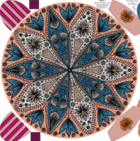 Panel -  Love -  by Cherry Picking - Slipper & Mandala Teppich - apricot - blau